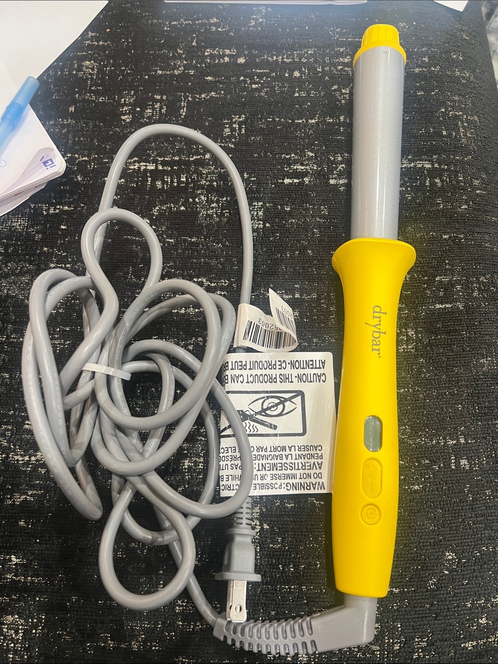 Drybar Yellow Curling Wand with Silver Barrel
